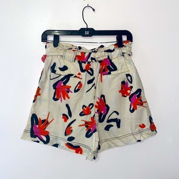 Tanya Taylor Quinn Floral Paperbag Linen Blend Shorts - Picture 6 of 10
